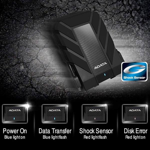 ADATA HD710P 1TB bærbar ekstern harddisk - USB 3.1 - Stød- og vandafvisende