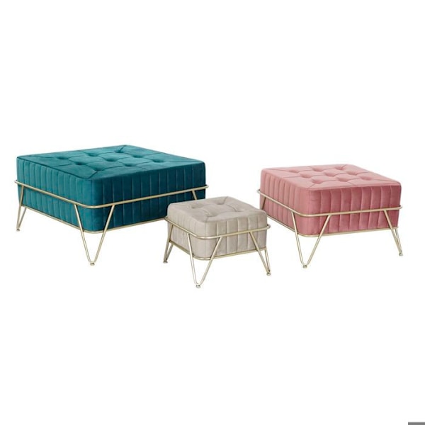 Bänk - Ej specificerat - 82 x 82 x 46 cm - MDF trä - 2/3 platser - Tyg blå/rosa/grå