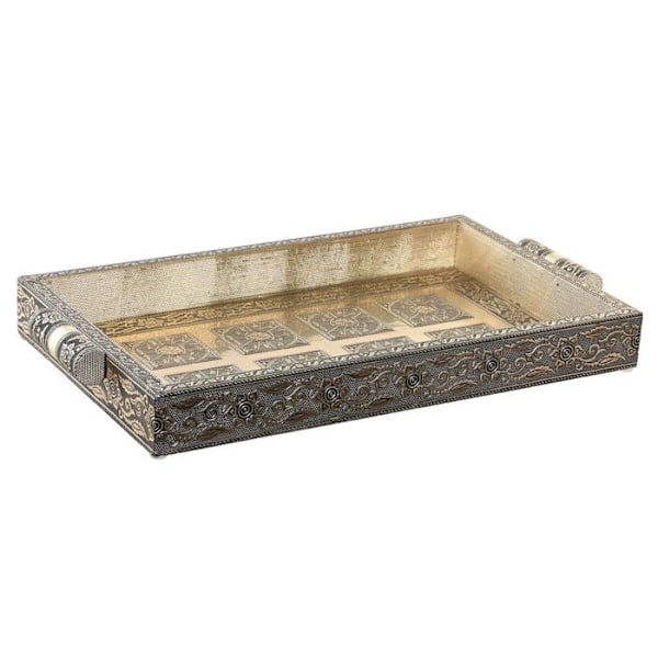 Paket aperitif - DKD Home Decor - Champagne - Trä och metall - Indisk design - 36x22x4 cm grå