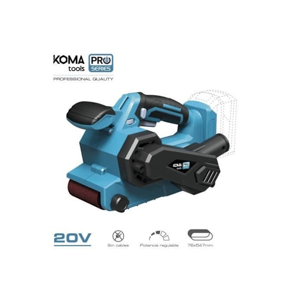 GENERISK - 20v båndsliber (UDEN batteri og oplader) 14x27,5x17cm Koma Tools Pro Series batteri