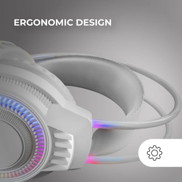 Gaming Headset - MARSGAMING - MH124 - FRGB Rainbow Belysning - Avancerad Ergonomi - Flexibel Mikrofon Vit