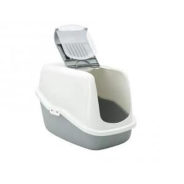 Toilet hus - Nestor - Sort og Hvid - Naturlige småsten - Til kat - Akvariedekoration Svartvitt