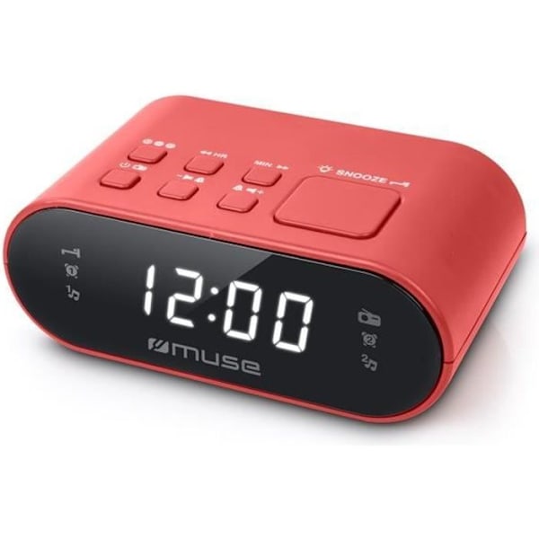 Radio-vækkeur MUSE M-10 Rød - 20 FM stationer - Dobbelt alarm - Hvid LED 0,6 tommer