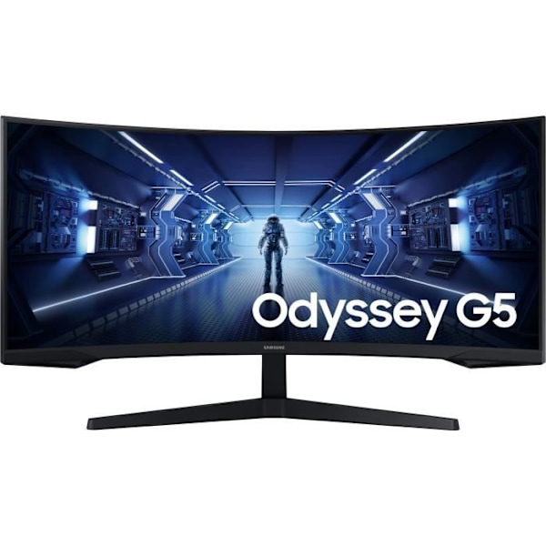 Kaareva PC-pelinäyttö - SAMSUNG - ODYSSEY G5 - G55T C34G55TWWP - 34 tuuman UWQHD - VA-paneeli - 1 ms - 165 Hz - HDMI / DisplayPort / USB musta