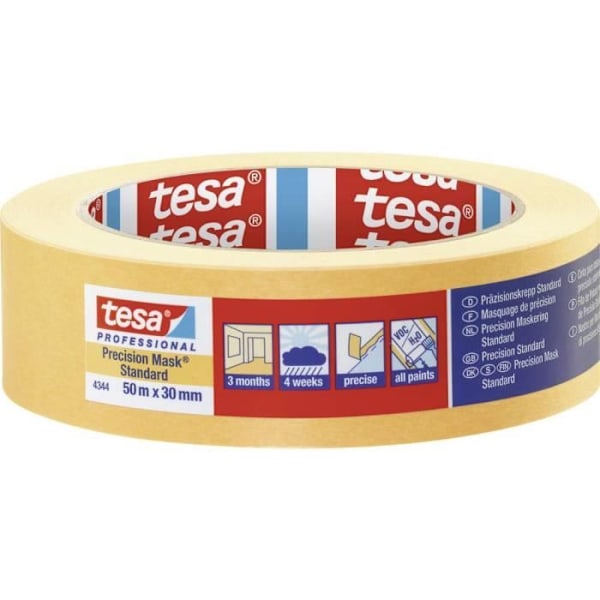 Maskeringsbånd - tesa - 04344 - Gul - 50 m x 30 mm - 1 stk(s) Gul