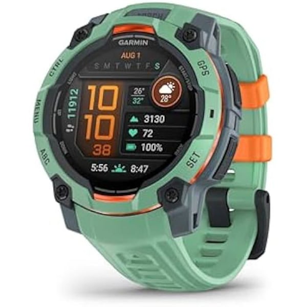 Garmin Instinct 3 GPS Ur - AMOLED - 45 mm - Vandtæt 10 ATM - Batterilevetid 18 dage - Vandfarvet grøn