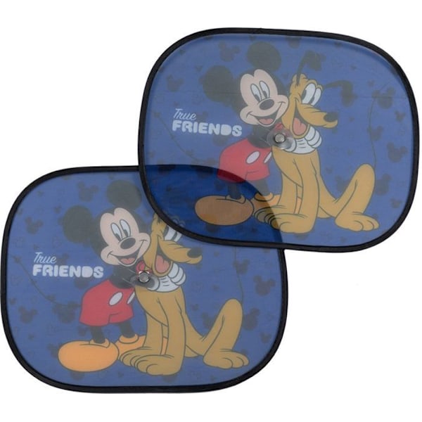 Sidogardiner - Musse Pigg - Set om 2 - 44 x 35 cm - UV-skydd - Sugkopp blå