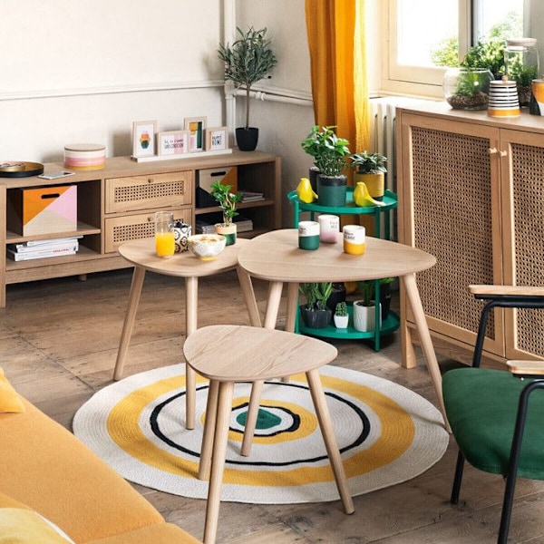 Sæt med 3 lav borde - Atmosphera - Mileo - MDF træ - Ask dekoration - Moderne design askfaner