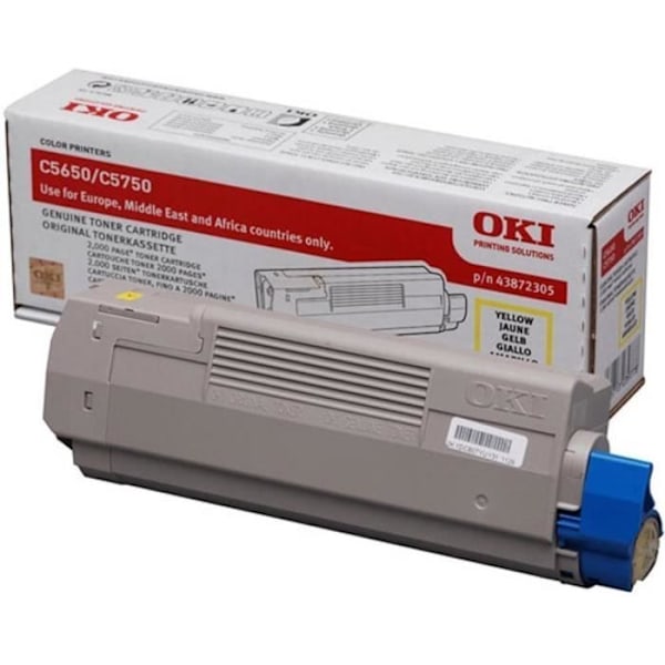 OKI värikasetti 43872305 - C5650/C5750 Keltainen - Vakiokapasiteetti 2 000 sivua