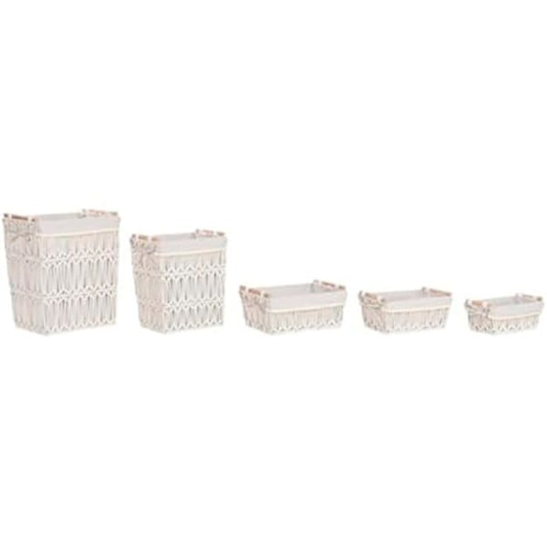 Tvättkorg - HOME ESPRIT - Shabby Chic - Metall - Vit - 43 x 52 x 33 cm Flerfärgad