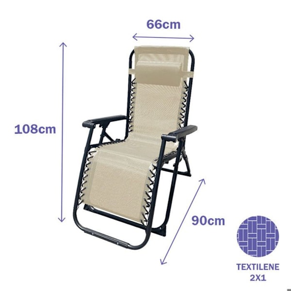 Fällbar Chaise Longue för Utomhusbruk 90 x 108 x 66 cm Blå - Marbueno