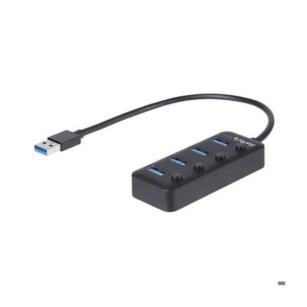 USB 3.0 Hub - StarTech.com - 4 Porte - Tænd/sluk-kontakter - UASP-support - Sort