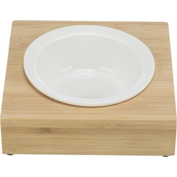 Kattskål - Trixie - Keramik/Bambu - Beige - Rund - Halkfri
