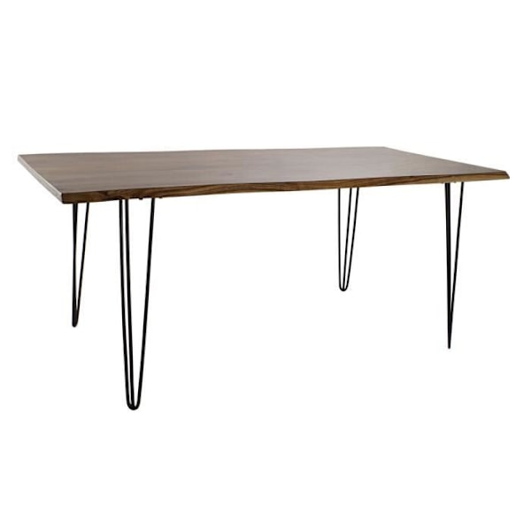 ruokapöytä 180 x 87 x 76 cm musta metalli ruskea akaasiapuu