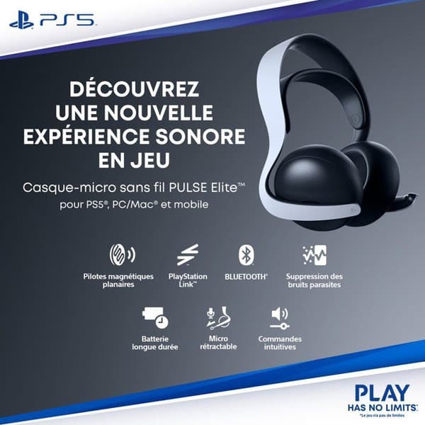 PULSE Elite - Langaton headset-mikrofoni - Yönmustat Svart
