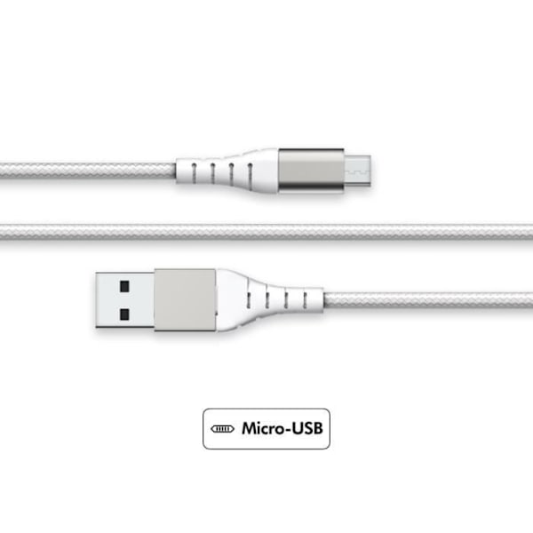 USB A/micro USB-kabel Livstidsgaranti 2 m 2.1A White Force Power