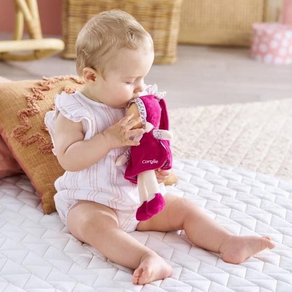 Doudou - COROLLE - Miss Rose Grenadine - 25 cm - doft av vanilj - från födseln