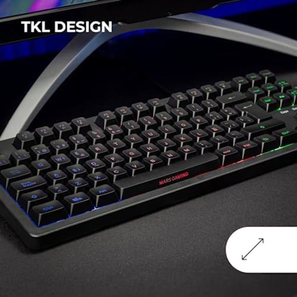 Mars Gaming MK023, TKL Gaming Keyboard, H-Mech Hybrid Technology, FRGB Rainbow Lighting, Anti-ghosting, Kompatibilitet