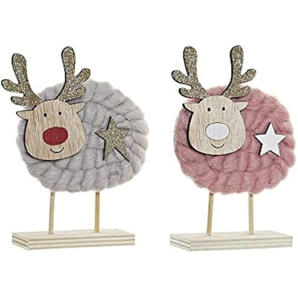 Julepynt - DKD Home Decor - Sæt med 2 - Polyester - Træ - Multifarvet - 10 x 4 x 16 cm mångfärgad