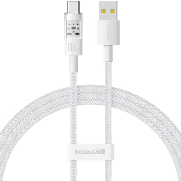 USB-C-kaapeli, Supernopea Lataus 100W, 1m - Baseus Gem (P103737300222211-00) - Kuu Valkoinen