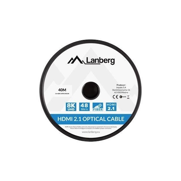 Lanberg HDMI M/M v2.1 40M 8K musta optinen OAC - 5901969437546
