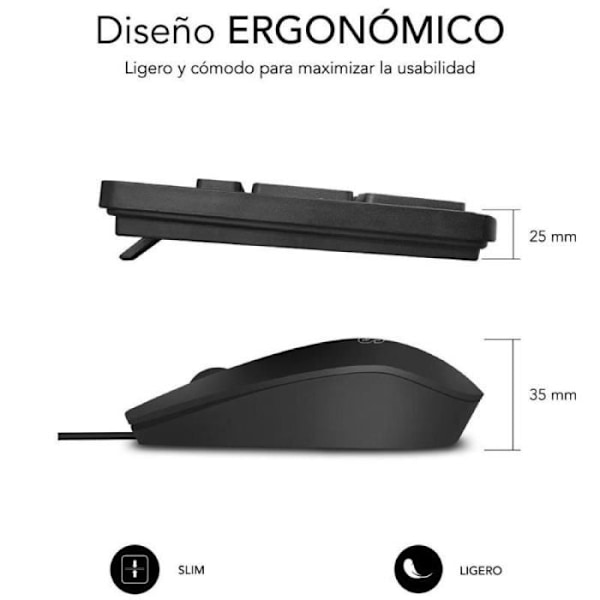 Teclado y Ratón Subblim Combo Business Slim CSSK01/ Negro Noir