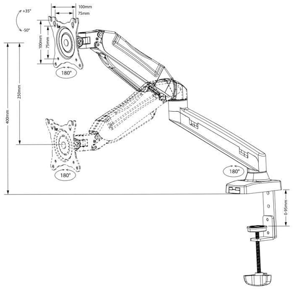 Skrivebordsstøtte til monitor 13 "-27" 8 kg Maclean MC-860 sort