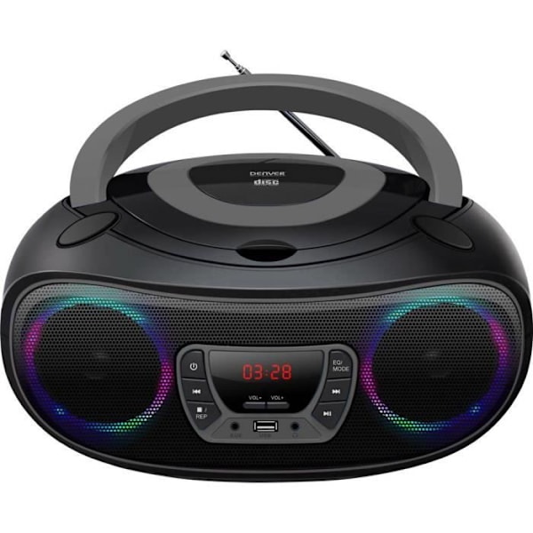 FM Denver TCL-212BT 111141300012 AUX, CD, USB, Bluetooth ympäristövalo Harmaa 1 kpl
