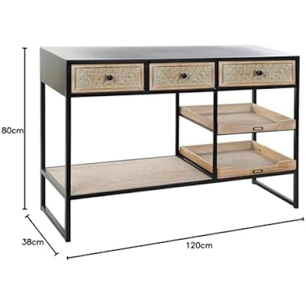 Konsoli - HOME ESPRIT - Ruskea Musta - Puu ja metalli - 120 x 38 x 80 cm - Monivärinen Flerfärgad