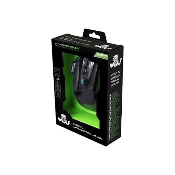 Optisk kabelmus Esperanza MX201 WOLF - 7 knapper - blå