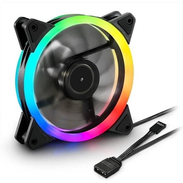 Fläkt - Sharkoon - 120mm RGB PWM - Tyst - Elegant design - Anpassningsbar RGB Svart