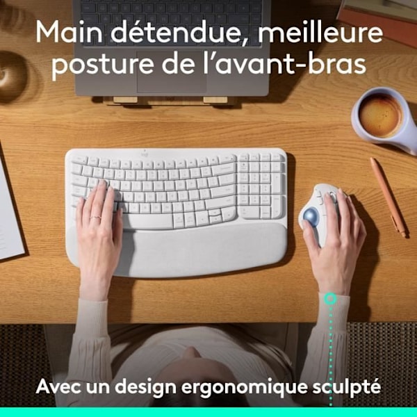 Ergonominen hiiri - langaton - Logitech - ERGO M575S - Valkoinen