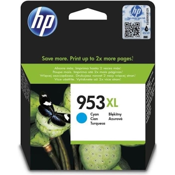 HP 953XL original cyan blækpatron med høj ydelse (F6U16AE) til HP OfficeJet Pro 8710/8715/8720