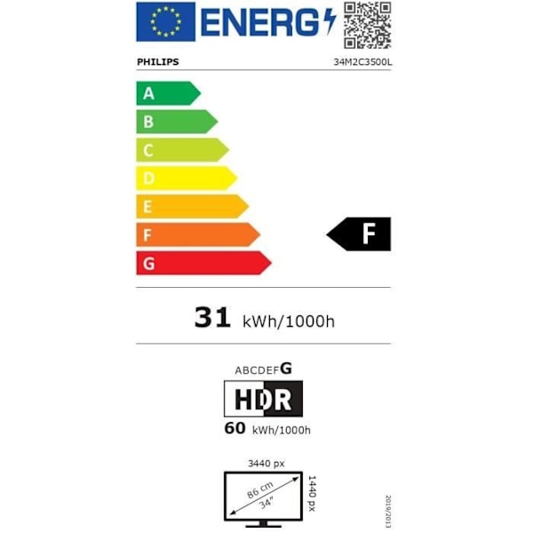 PC-skærm - PHILIPS - Evnia 34M2C3500L - 34" WQHD - Buet panel - 180Hz - 0,5ms - HDR - HDMI/DP - Sort