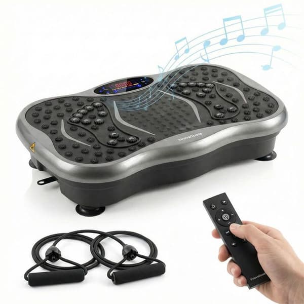 Vibrationsplatform - INNOVAGOODS - Vivflow - Bluetooth - 99 niveauer - Elastiske bånd Svart