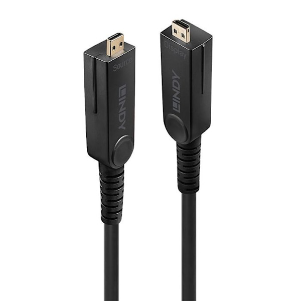 LINDY Mikro HDMI 2.0 Ultra HD hybrid fiber kabel 4K 60Hz HDMI & DVI - 30m Svart