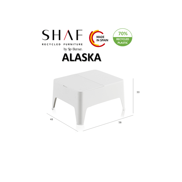 Sofabord - SHAF - Alaska White - UV- og vejrbestandig - Med opbevaringsplads Antracit