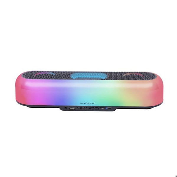 Mars Gaming MSB-ORB, 20 W kannettava kaiutin ja soundbar, Orbilight RGB 360, kolmoisohjain, Bluetooth 5.3/MicroSD/AUX/FM, musta