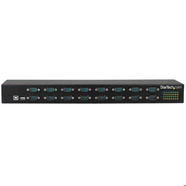 USB-sarjakeskitin - STARTECH - USB-16x DB9 RS232 -sovitin - Telineeseen asennettava - FTDI - Musta