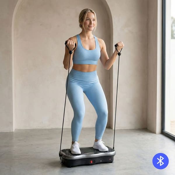 Vibrationsplatform - INNOVAGOODS - Vivflow - Bluetooth - 99 niveauer - Elastiske bånd Svart