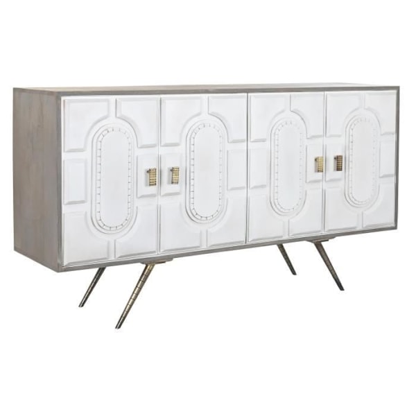 Sideboard - Guldgrå - Vit metall - Mangoträ