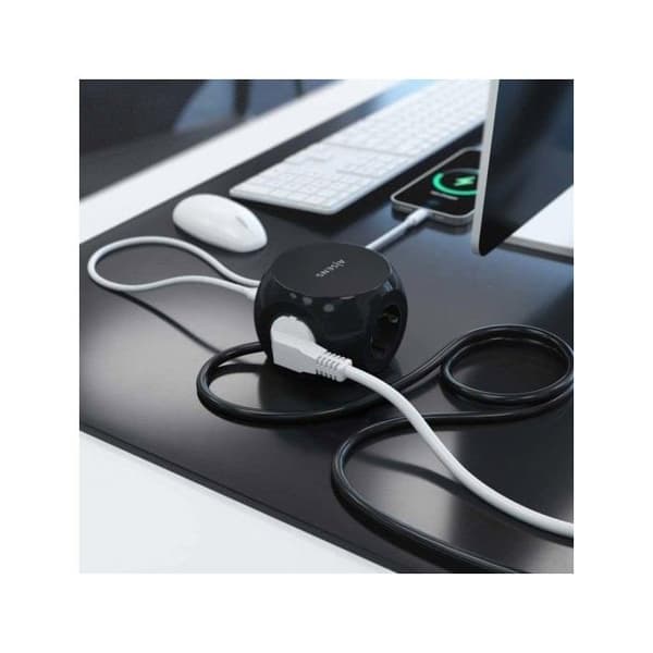 Aisens Monitoimitukiasema 3 Pistorasialla + 2xUSB-C/2xUSB-A 1.4m Musta