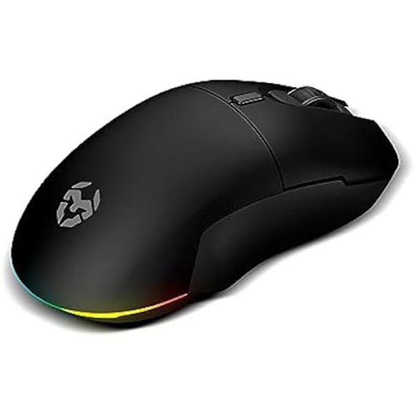 KROM KOMET - RGB trådlös spelmus, Pixart PMW 3212 optisk precisionssensor, 8 knappar, 5 DPI-nivåer upp till 2400, Svart