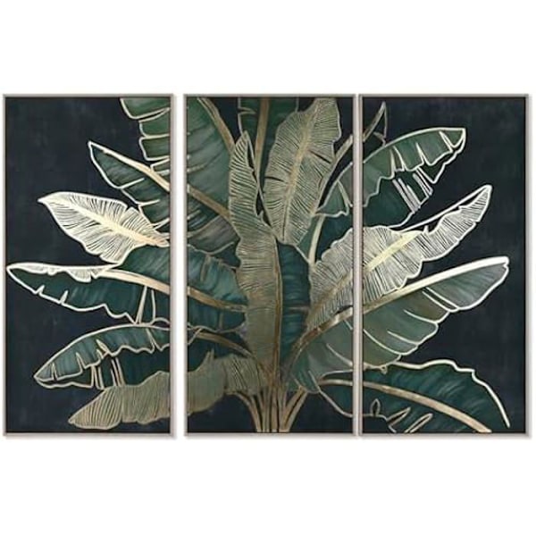 Taulut - KOTI ESPRIT - 3 kappaletta - Trooppiset palmut - 180 x 120 cm - Ajankohtainen seinäkoriste mångfärgad