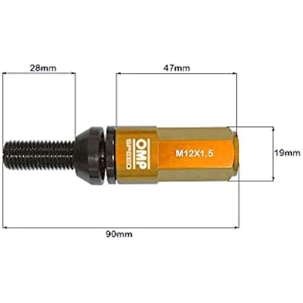 Ydelsesskrue - OMP - M12X1.5 - Aluminium 7075 - Hex 17-19 - Pakke med 20+1 Orange