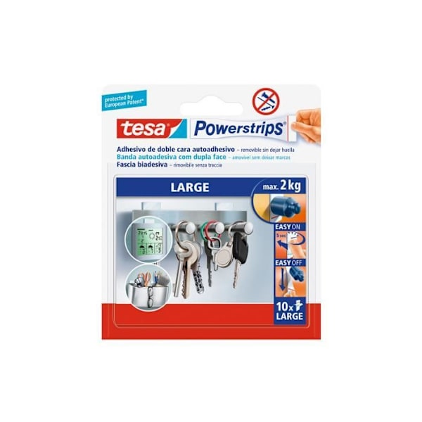 3 Tesa Powerstrips Udskiftning af Dobbeltklæbende Bånd Big 58060