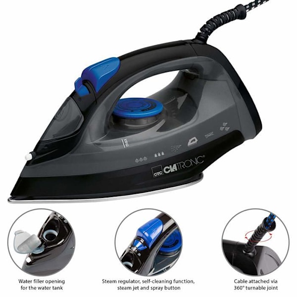 Ångstrykjärn med 7 funktioner 1800W Clatronic DB 3703 Svart/blått