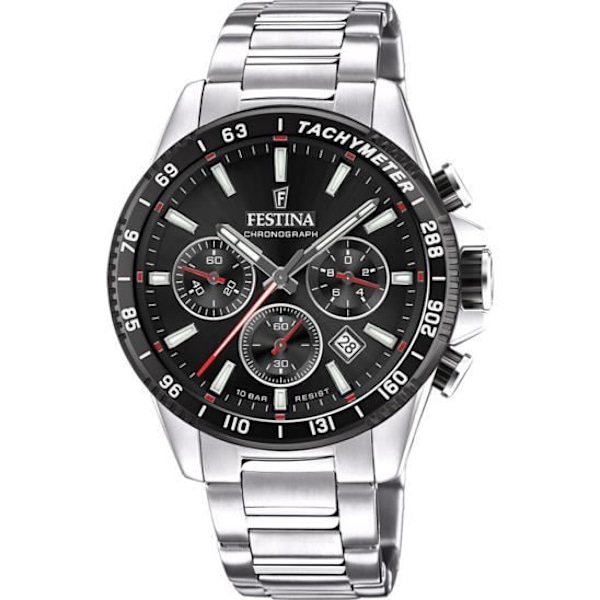 Chronografur - Festina - F20560/6 - Sort urskive - 45mm - Vandtæthed 10ATM Lackat stål