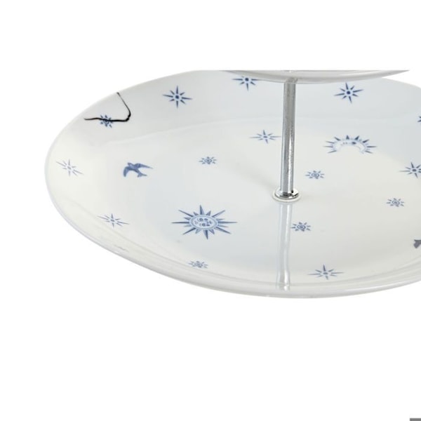 Porcelæn og metal frugtkurv DKD Home Decor blå metall