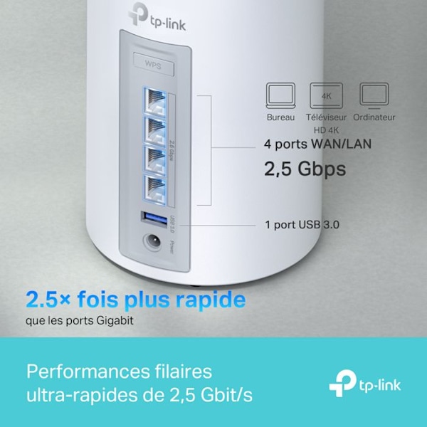 WiFi 7 Mesh System BE9300 - TP-Link - Deco BE65 (2-Pack) - 11000 Mbit/s - Tri-Band - WPA3